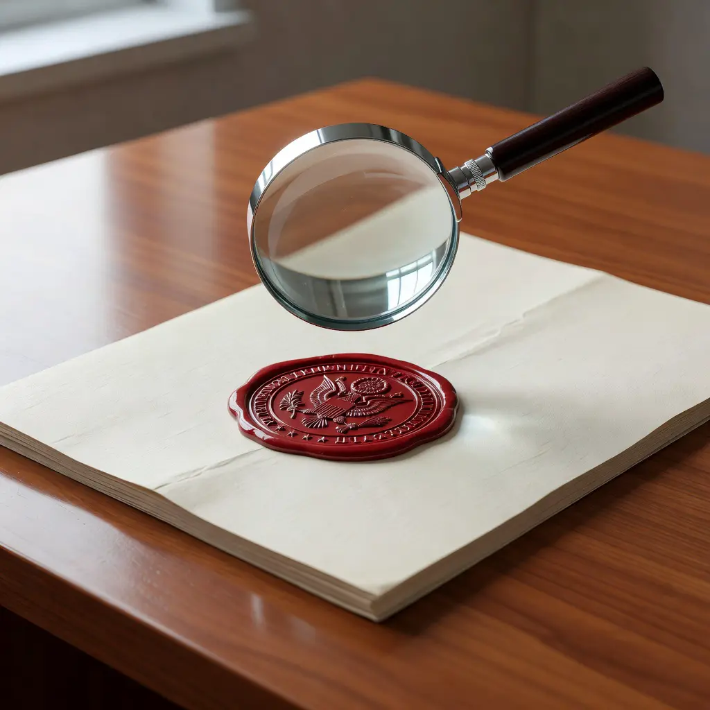 Czech Ministry of Finance license verification process A magnifying glass hovering over an official government document representing the Czech casino license verification process
