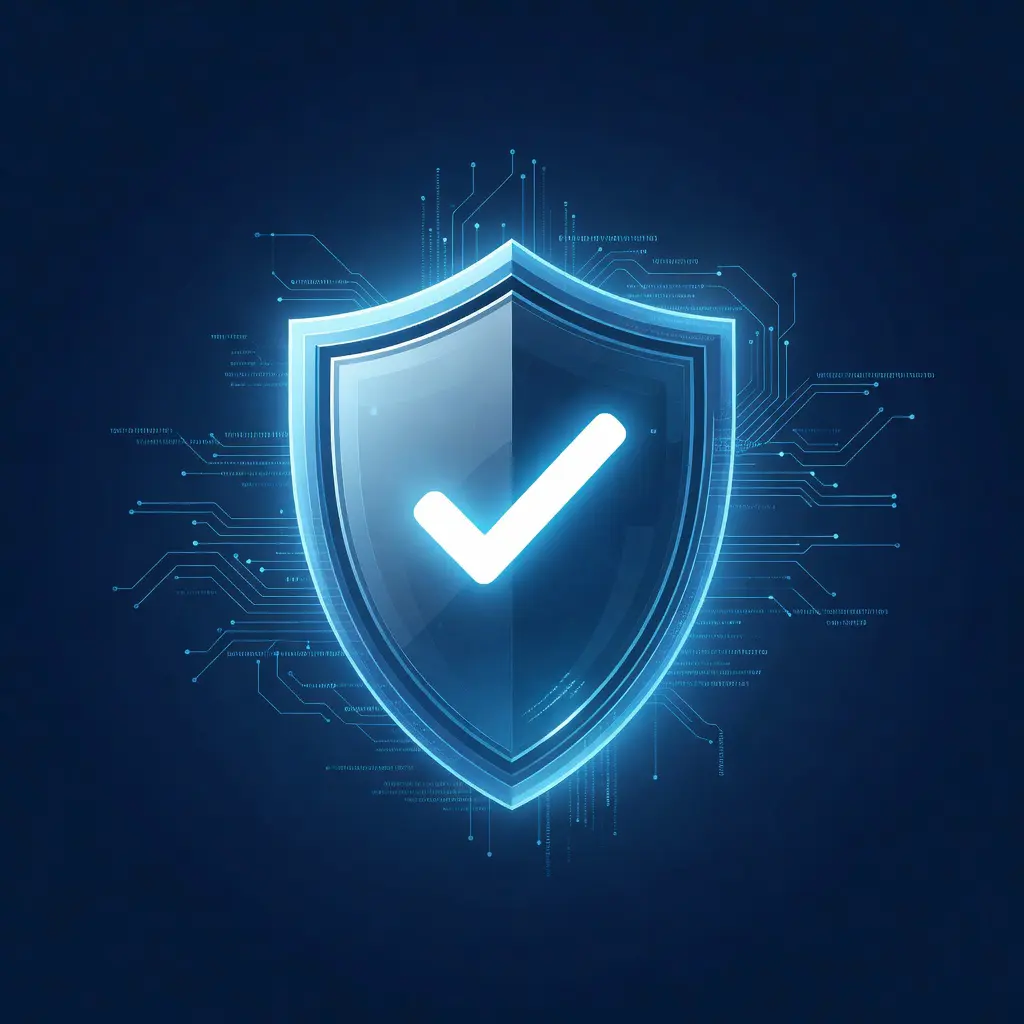 Game fairness RNG certification badge from an independent testing laboratory Digital shield icon with a checkmark representing RNG certification and fair play verification at a licensed online casino