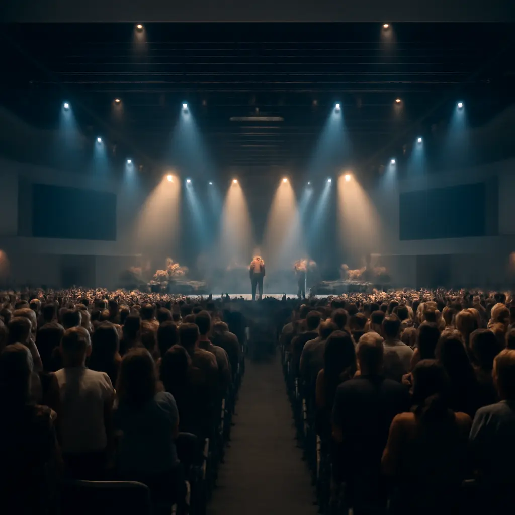 Large congregation meeting Congregation in a large modern worship center