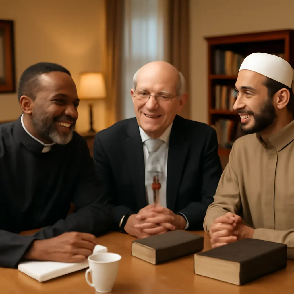A small group of worship leaders in conversation around a table